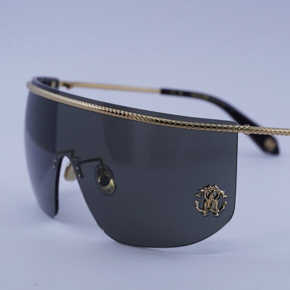 Roberto Cavalli SRC012M 0300 Sunglasses Shiny Rose Gold Shield Frame, Grey Lense main image 5